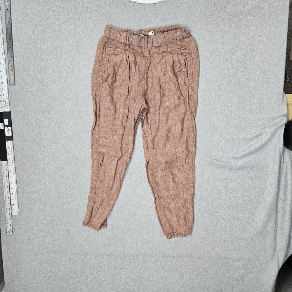 HEI Women Pants XS Brown Linen Jogger Coastal Beach 23" Inseam